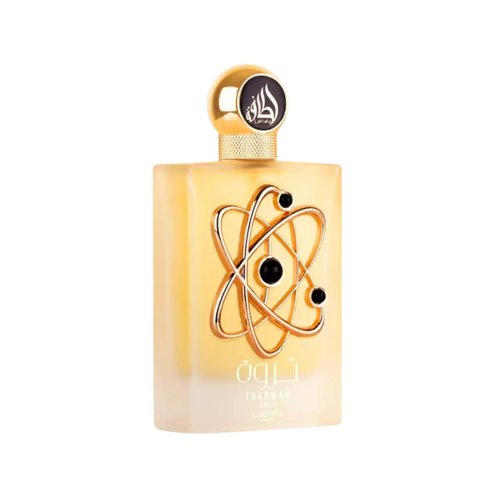 Frasco do perfume Tharwah Gold by Lattafa