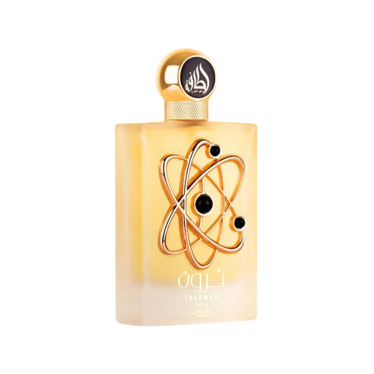 Frasco do perfume Tharwah Gold by Lattafa