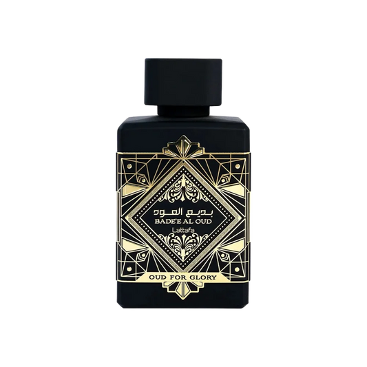 Frasco do perfume Bade'e Al Oud Oud for Glory by Lattafa